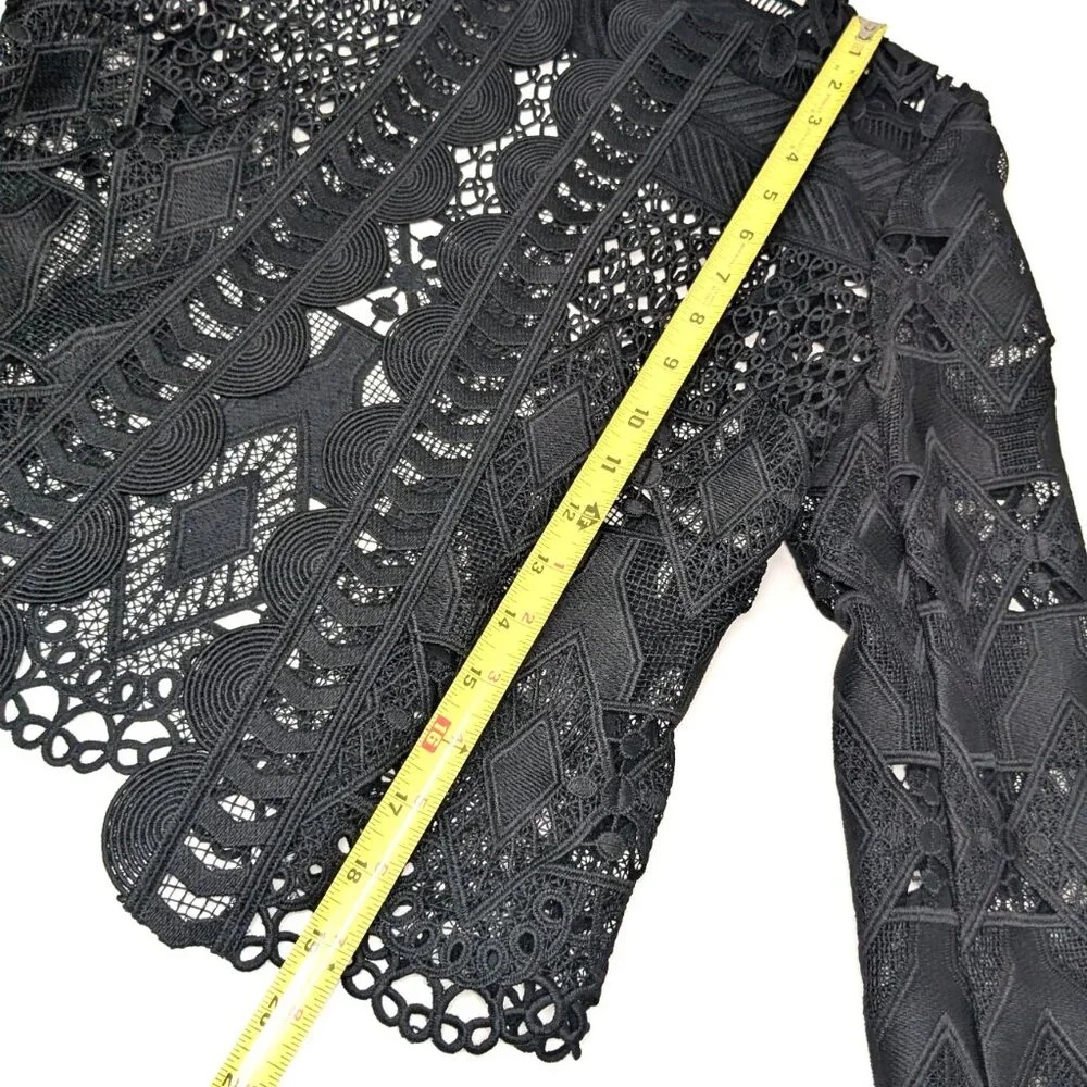 SOLDTed Baker London Black Lace Jacket Blazer Size 0 Open Sheer Dalmy Cropped - Picture 15 of 16